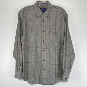 Pendleton Canterbury Cloth Pima Cotton Wool Plaid Button Down Shirt Small